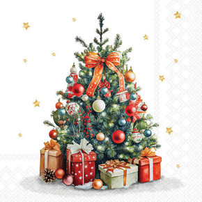 Serviettes cocktail décorées - Sapin et cadeaux - lot de 20 | Le Géant de la Fête