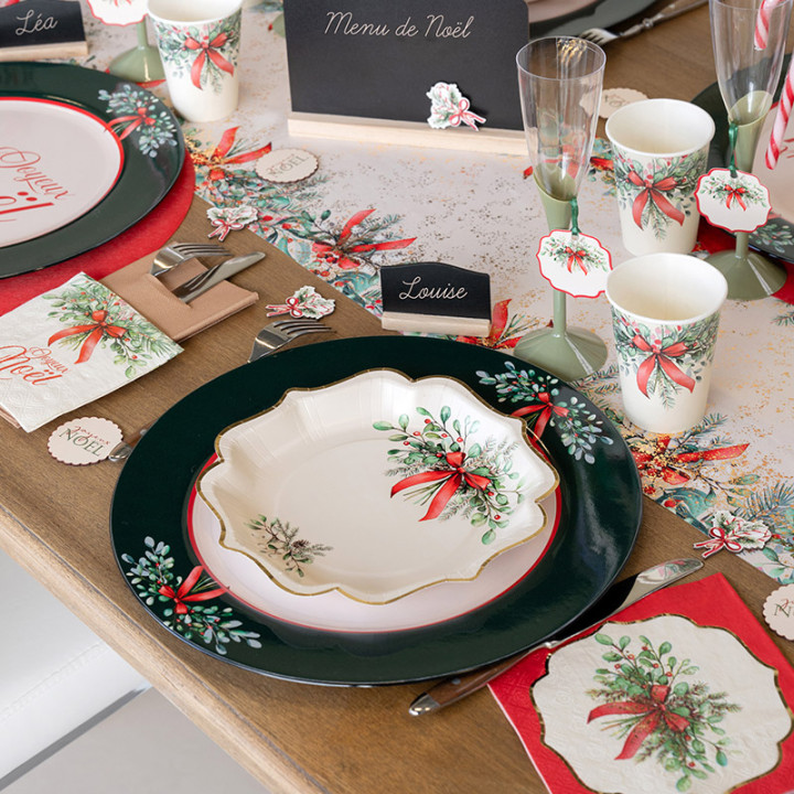 Serviettes cocktail "Joyeux Noël" - Jolis rubans - lot de 20 | Le Géant de la Fête