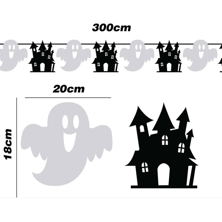 Guirlande - Fantôme et château - 3 m | Le Géant de la Fête