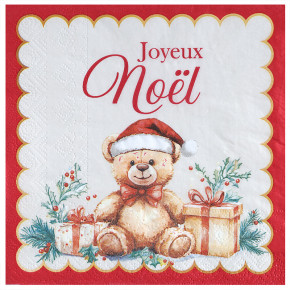 Serviettes - Teddy Noël - lot de 20 | Le Géant de la Fête