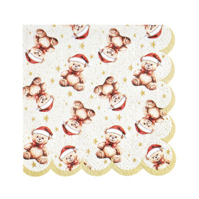 Serviettes cocktail - Teddy Noël - lot de 20 | Le Géant de la Fête