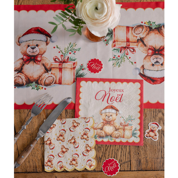 Serviettes - Teddy Noël - lot de 20 | Le Géant de la Fête