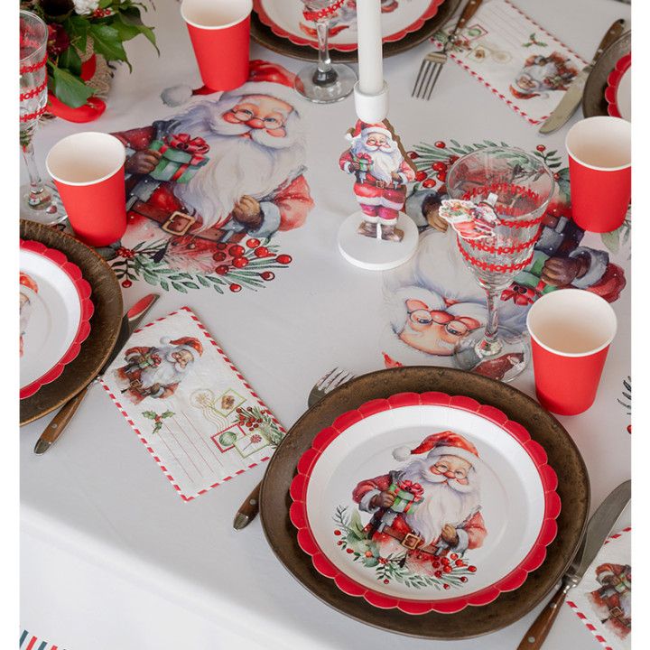 Assiettes festonnées - Père Noël des merveilles - lot de 10 | Le Géant de la Fête