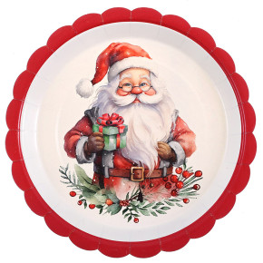 Assiettes festonnées - Père Noël des merveilles - lot de 10 | Le Géant de la Fête