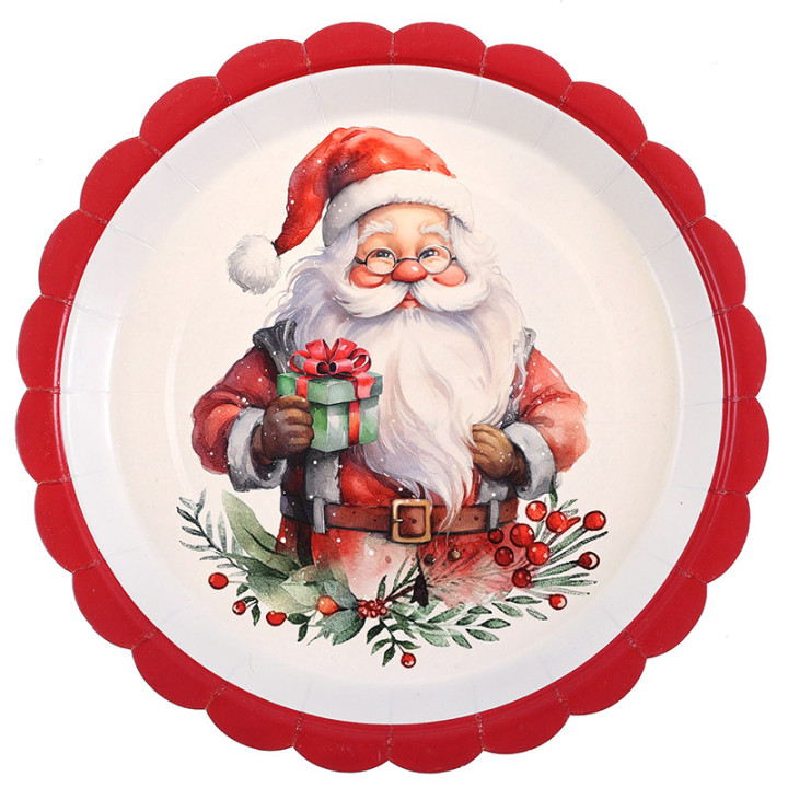 Assiettes festonnées - Père Noël des merveilles - lot de 10 | Le Géant de la Fête