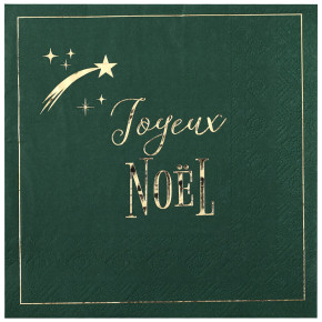 Serviettes "Joyeux Noël" - Étoile filante - lot de 10 - Vert | Le Géant de la Fête