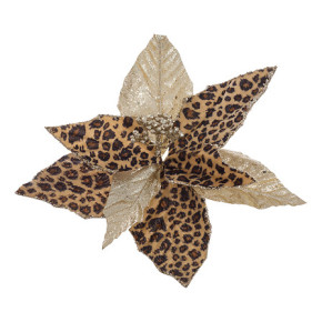 Poinsettia - Léopard - 24 cm - Doré | Le Géant de la Fête