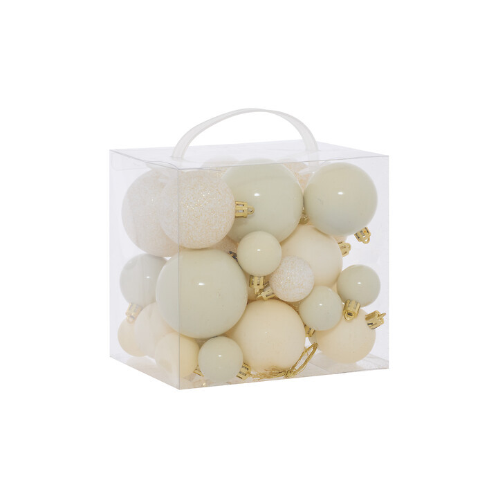 Kit de boules de Noël - lot de 35 - Écru | Le Géant de la Fête