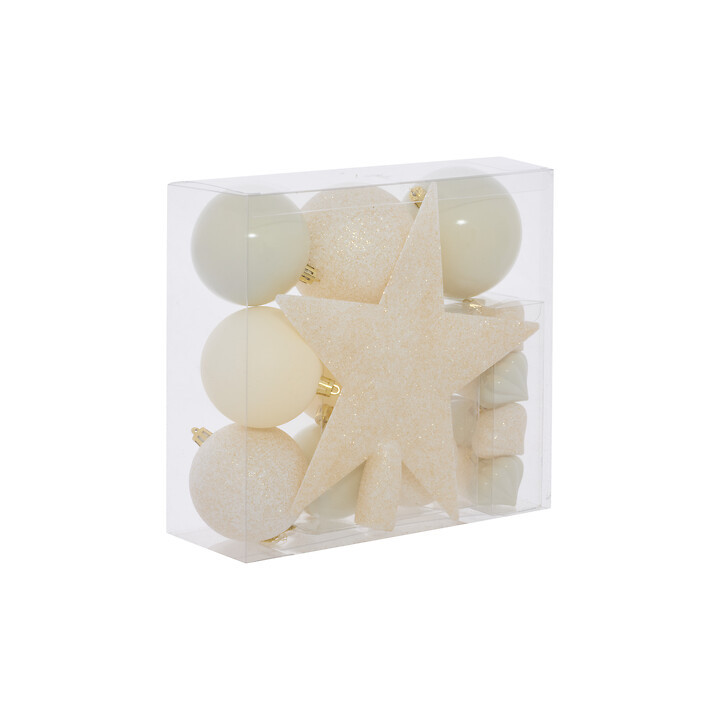 Kit de boules de Noël - lot de 18 - Écru | Le Géant de la Fête