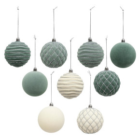 Kit de boules de Noël en velours - lot de 9 - Vert | Le Géant de la Fête