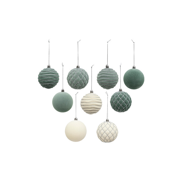 Kit de boules de Noël en velours - lot de 9 - Vert | Le Géant de la Fête