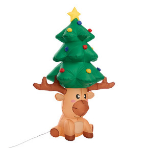 Renne et sapin gonflable - 1.90 m