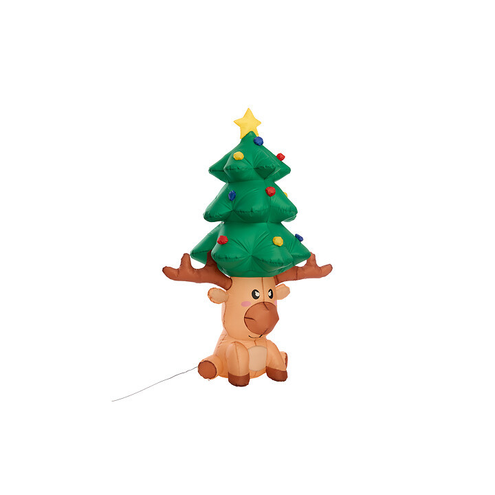 Renne et sapin gonflable - 1.90 m