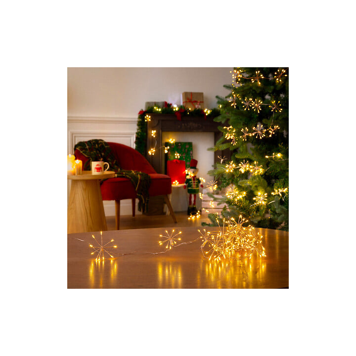 Guirlande lumineuse sur secteur - Pompons - 5 m - Blanc Chaud