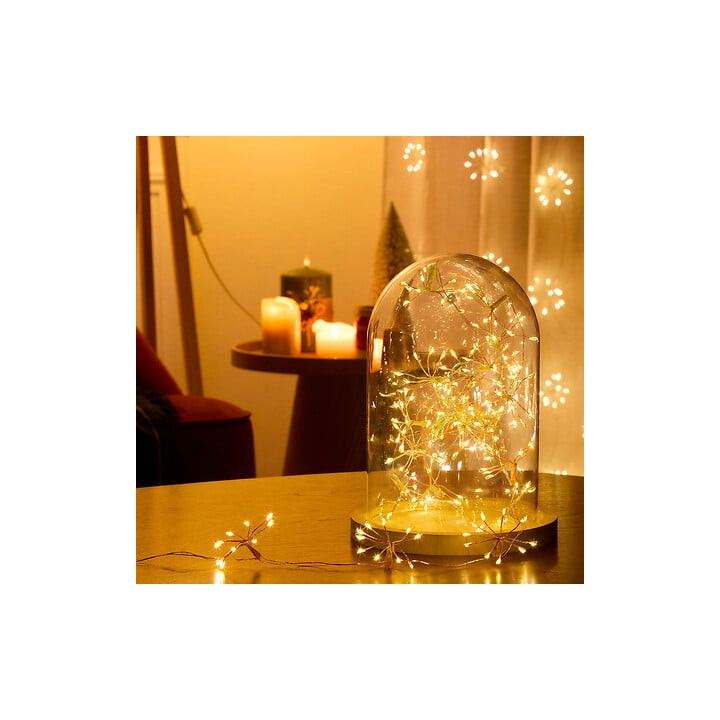 Guirlande lumineuse à piles - Pompons - 1 m - Blanc Chaud | Le Géant de la Fête