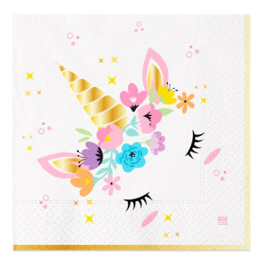 Serviettes - Licorne Fleurs - lot de 20 | Le Géant de la Fête