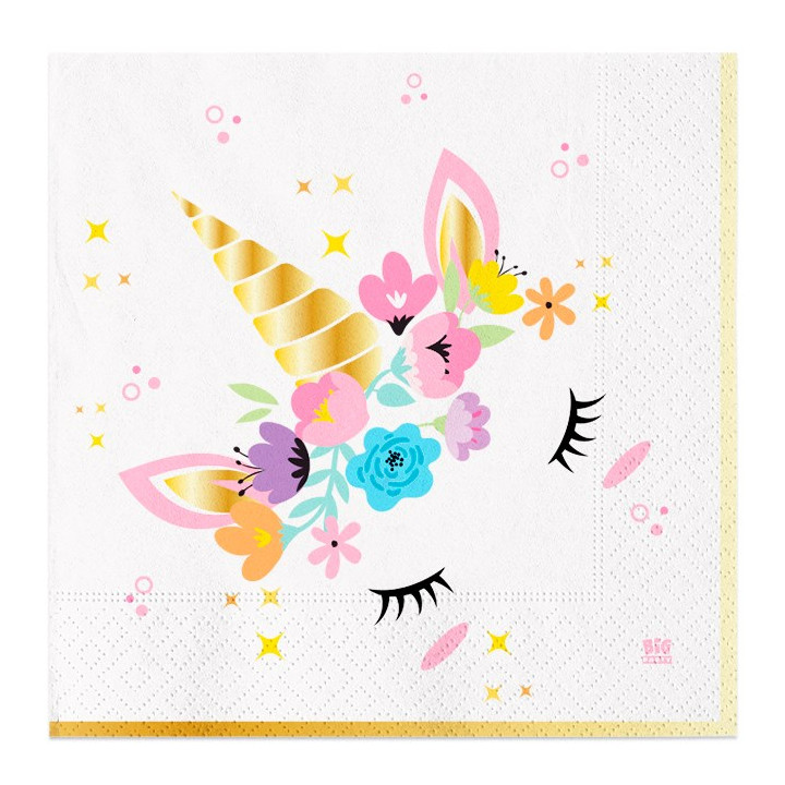 Serviettes - Licorne Fleurs - lot de 20 | Le Géant de la Fête