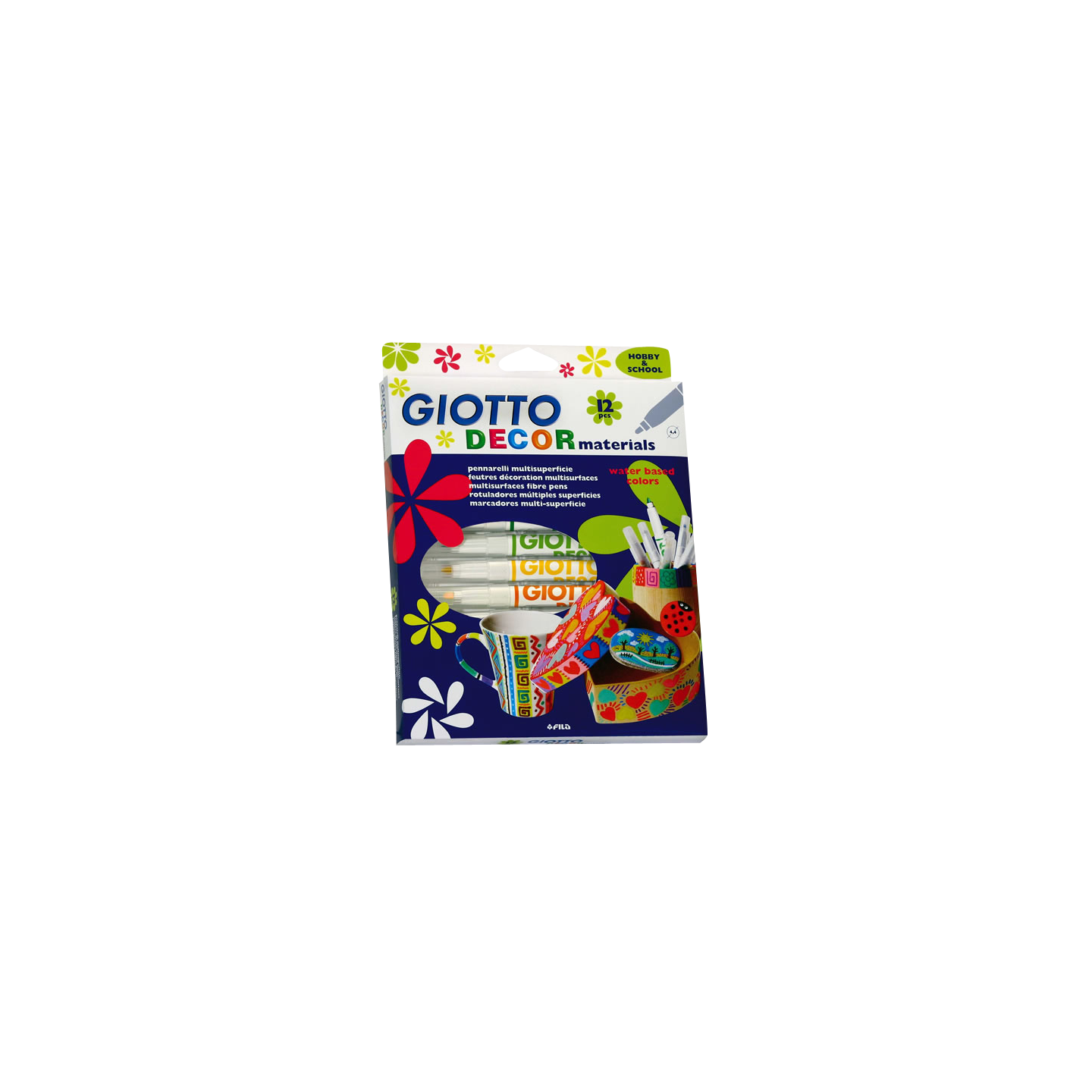 GIOTTO Decor Wax - Boîte 12 Pastels Cire Rectangulaires à Base D'Abeille - Peinture Verre, Grattage & Superposition
