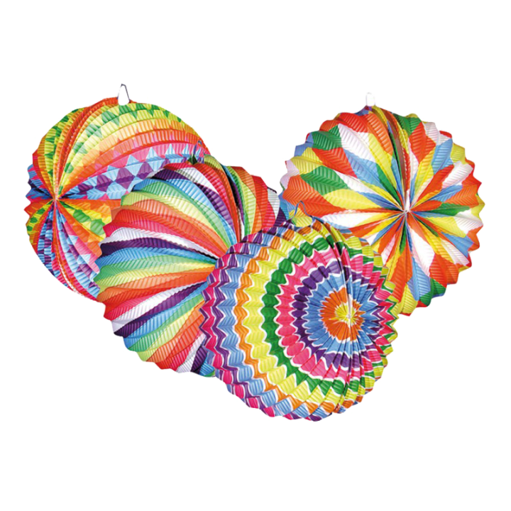 Lampions boule bariolés - 22 cm - lot de 12 - Multicolore | Le Géant de la Fête